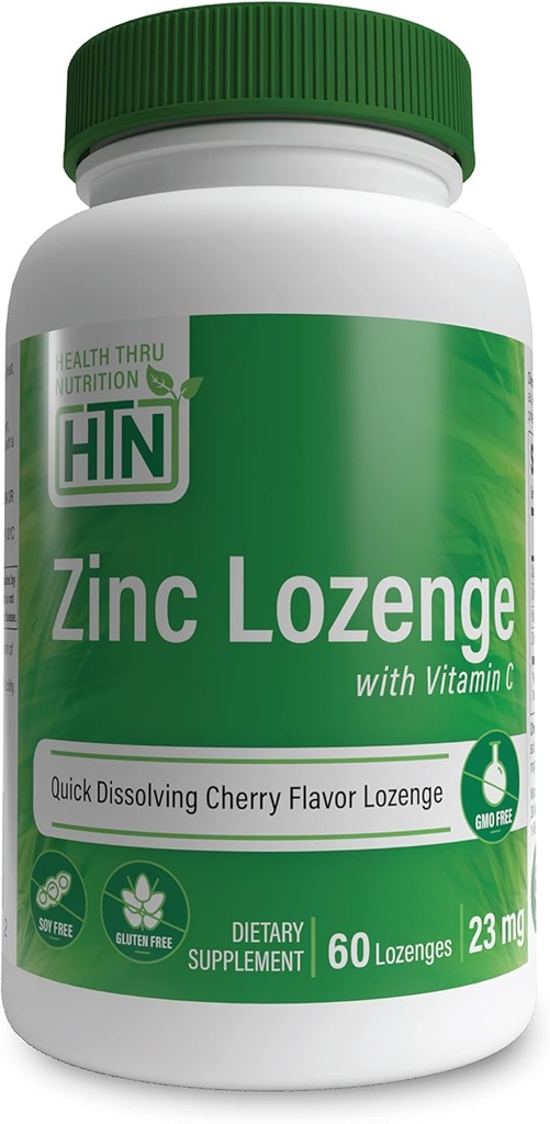Gesundheit Thru Ernährung Zink Lozenge mit Vitamin C | Zink 23mg Vitamin-C 30mg | Natürliche Chery Flavor | Unterstützt gesunde Immunfunktion | 3. Partei getestet | Non-GMO, Gluten & Soy Free (Pack von 60)