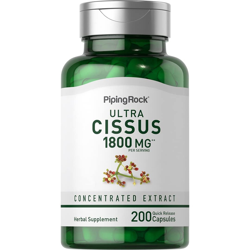 Piping Rock Cissus Quadrangularis Supplément 1800mg , 200 Capsules , Extrait de plantes ultra concentré , sans OGM, sans gluten