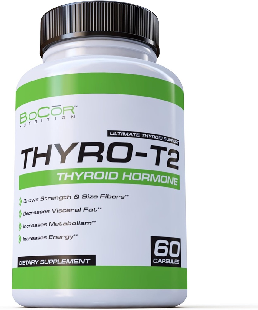BioCor Nutrition Thyro-T2 Schilddrüse Hormon Fat Burner Supplement - Boost Stoffwechsel und Verlust Gewicht (60 Kapseln - 1 Monat Versorgung)