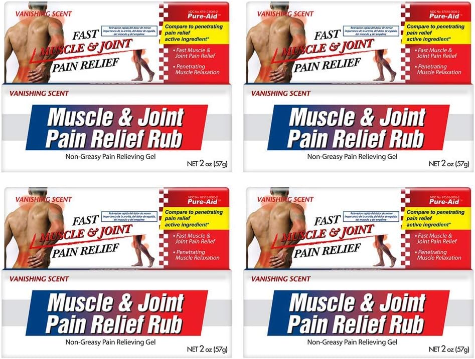 Muskel- und Gelenkschmerzen-Relief Rub, schnelles Relief von minderwertiger Arthritis, Rückenschmerzen, Muskel- und Gelenkschmerzen Nicht fettige Creme, 2oz (4pk)