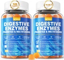 Verdauungsenzyme mit Probiotischen Gummien, Multivitaminen, Calcium, Magnesium - Alle 24 essentiellen Kaumittel Multi Enzyme - Papaya, Lipase, Amylase, Bromelain - Breaking Down Carbs, Proteine, Fette, 2Packs