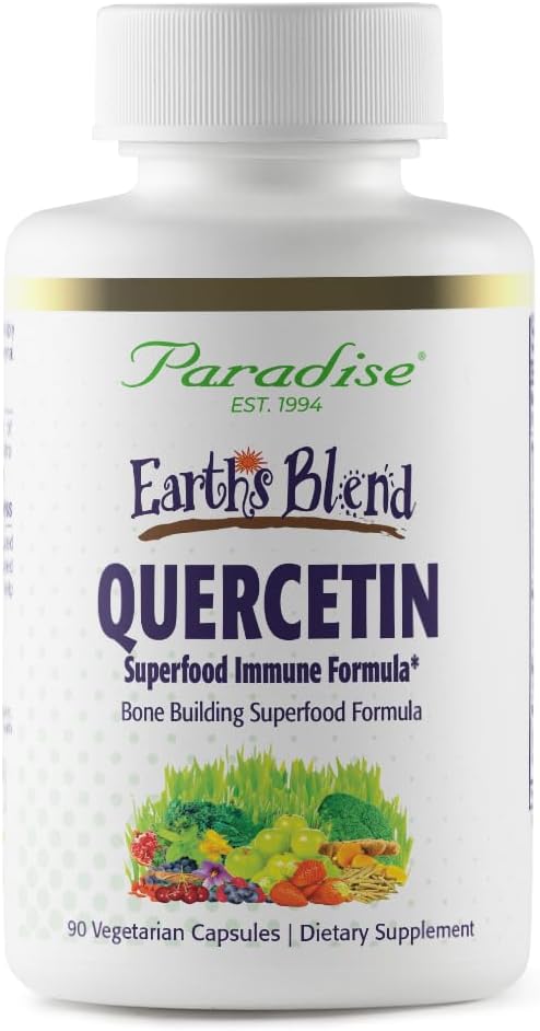 Paradise Herbs Earth's Blend Quercetin, für Immunität, Antioxidante Aktivität, Probiotika, Adaptogene, Vegan, Non GMO, Glutenfrei, 90 Vegetarische Kapseln