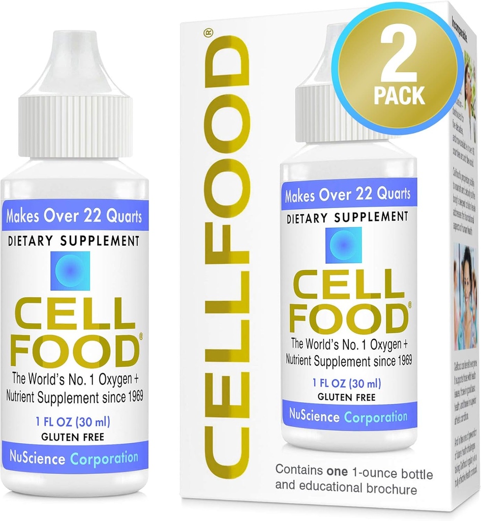 Cellfood Oxygen Boost - 1 fl oz, 2 Pack - Flüssige Sauerstoffergänzung - Glutenfrei, Cert. Kosher