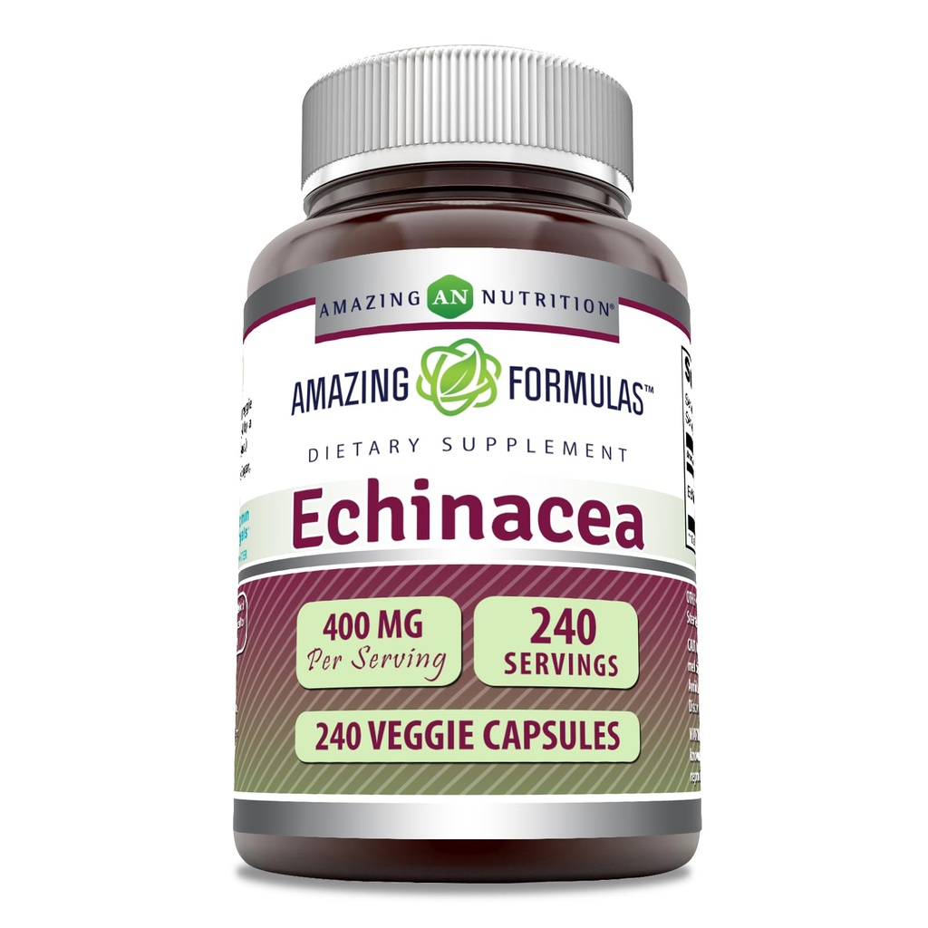 Erstaunliche Formeln Echinacea Ergänzung | 400 Mg pro Servieren | 240 Veggie Kapseln | Non-GMO | Gluten-Free | Made in USA