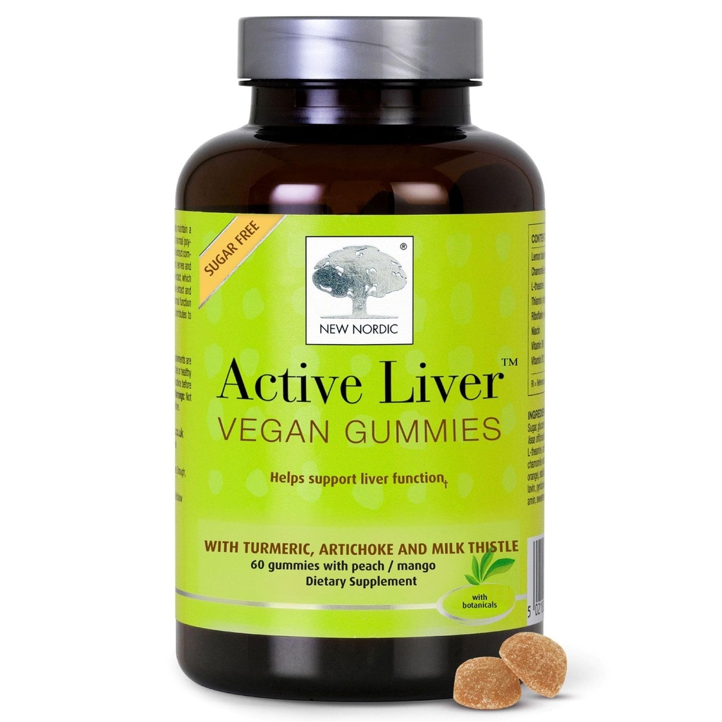 NORDIC Active Liver Gummi, Milchdistel, Artichoke & Turmeric Supplement, Natürliche Peach Mango Flavor, Sugar Free & Vegan, 60 Count (Pack 1)