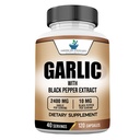 Amerikanische Standard-Ergänzungen Knoblauch 2400mg Pro Servieren mit schwarzem Pfeffer Obst-Extrakt – Vegan, Glutenfrei, Non-GMO, 120 Kapseln, 40 Portionen