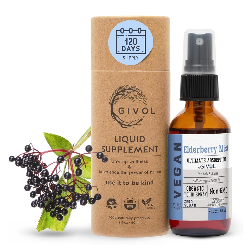 Bio Elderberry Mist (Sambucus Nigra) Flüssiger Extrakt – Extra Strength Immune Boost für Kinder & Erwachsene – High Flavonoid Levels, Easy Absorption, Non-GMO, Vegan – 120-Day Supply