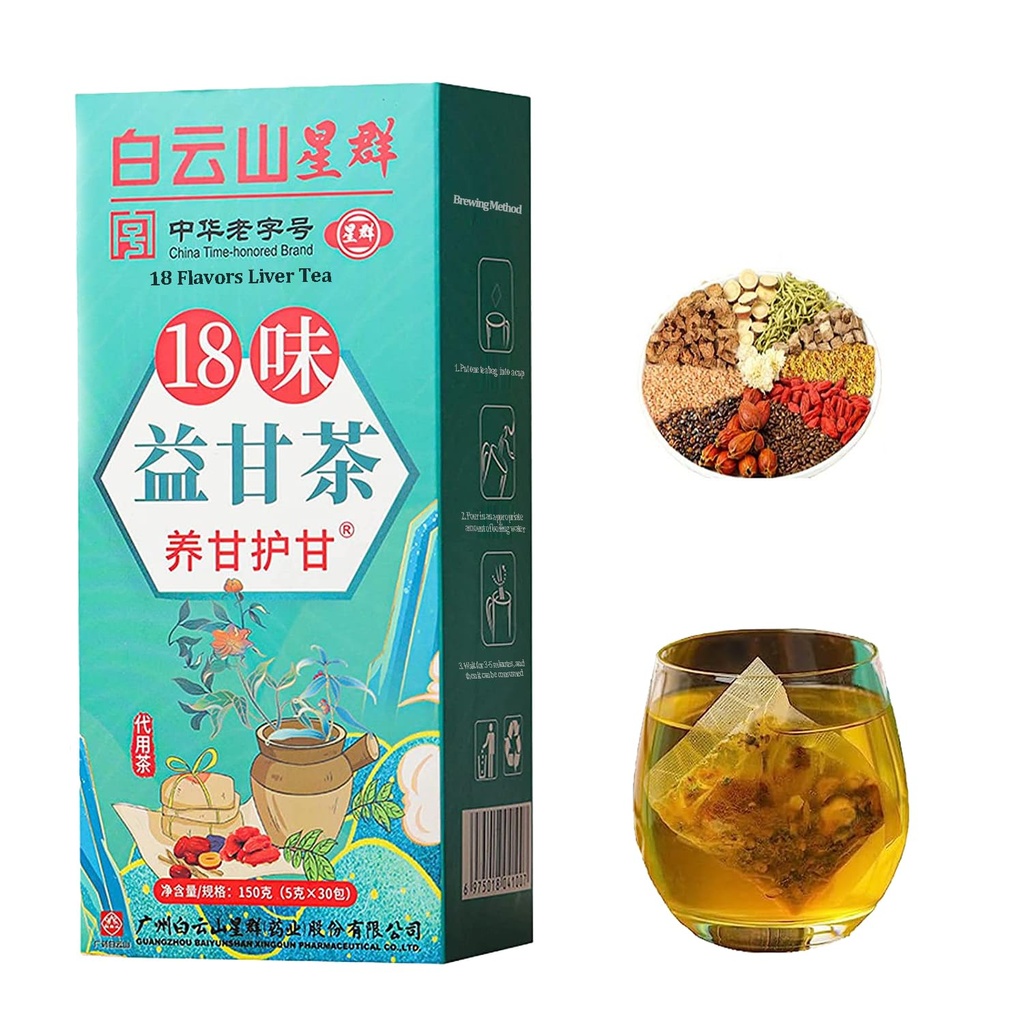 18 Flavors Liver Tee, Lebertee mit 18 verschiedenen Kräutern für Leber (1 Boxen 30 Taschen)