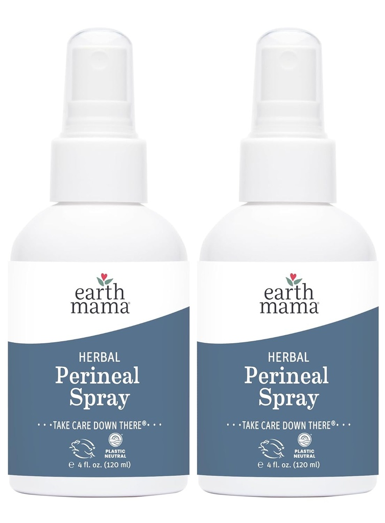 Earth Mama Herbal Perineal Spray | Sicher für Schwangerschaft und Postpartum Erholung, Witch Hazel natürliches Kühlspray für nach Geburt Feminine Pflege Essentials, No Benzocaine oder Butane, 4-Fl oz (2-Pack)