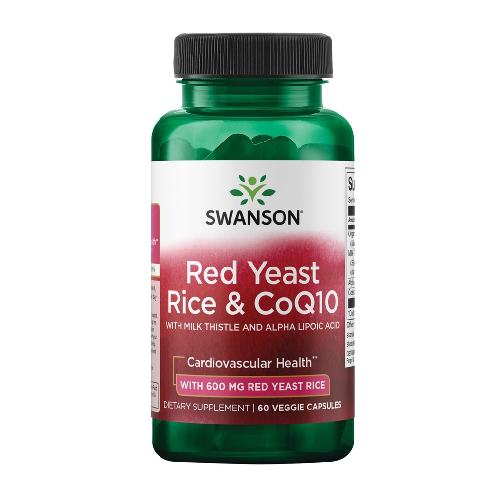 Swanson Riz et CoQ10 traditionnels de levure rouge avec chardon de lait et acide alpha lipoïque 60 capsules de légumes