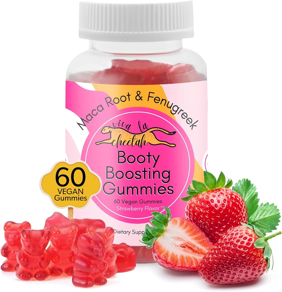 Booty Enhancing Gummy Supplement, Big Butt Enhancer, Workout Support, Multivitamin für Frauen, natürliche Glute Boost Vitamine für eine Curvy Form & Max Gains, 60 Vegan Gummies