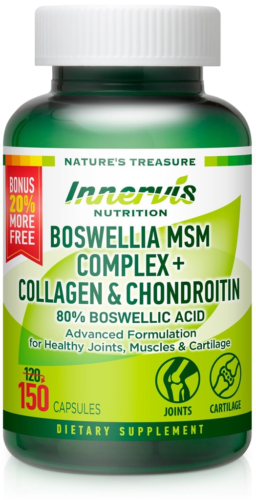 Boswellia MSM Complex 150 Caps – Unterstützt die gemeinsame Gesundheit | Collagen, Chondroitin, Turmeric