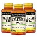 MASON NATURAL Valerian Root 500 mg, 6 Monate Versorgung, natürliche Schlafhilfe, fördert gesunden Schlaf, Kräuterergänzung, 3 Pack