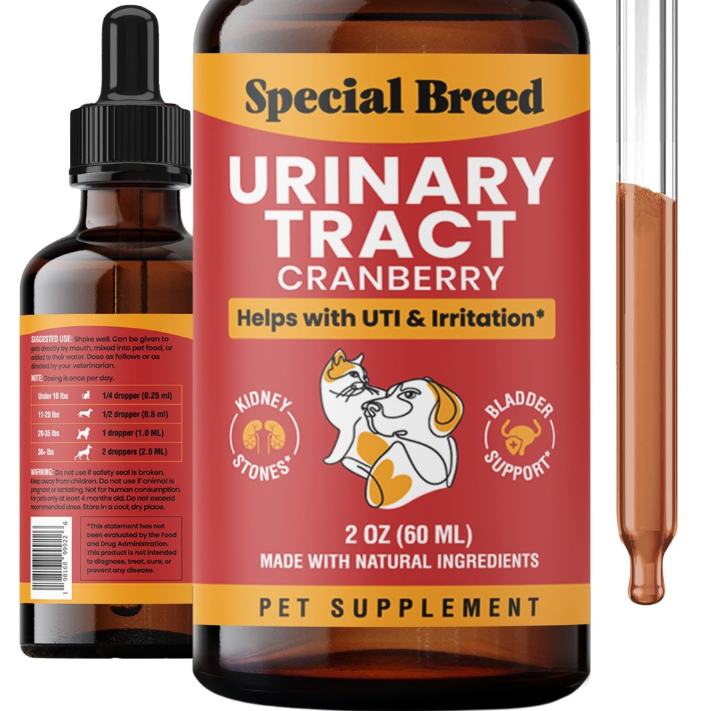 Harnweg Infektionsbehandlung für Katzen und Hunde - Cranberry UTI Supplement, Kidney und Bladder Support, 2 Unzen