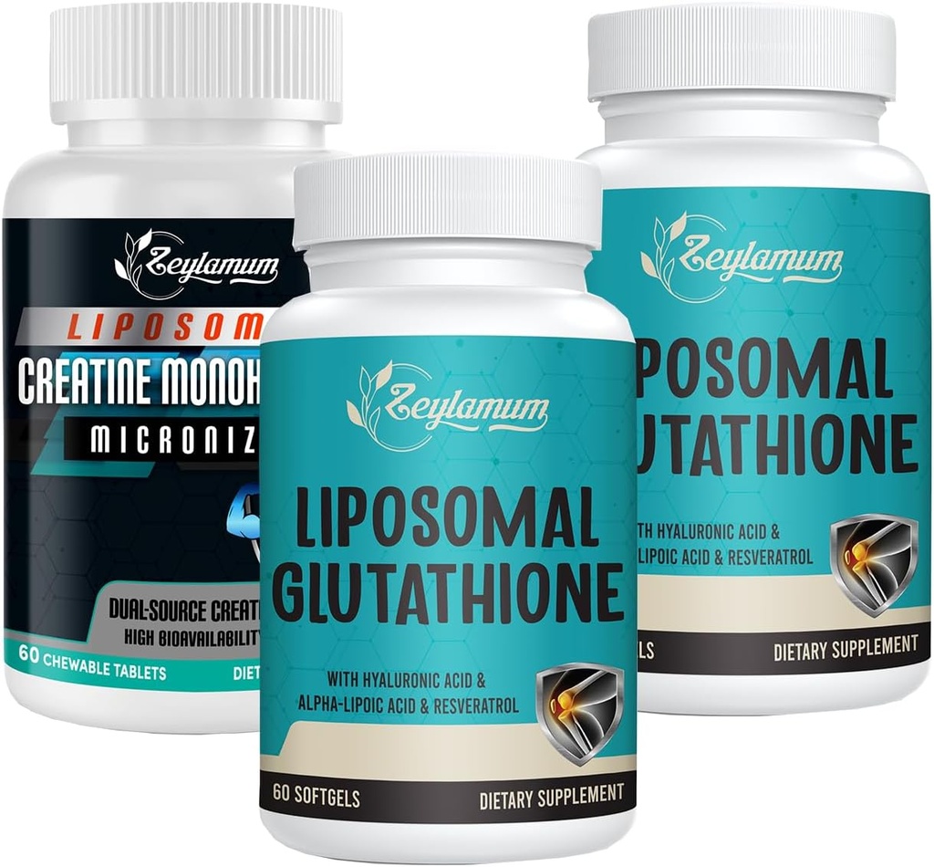 Glutathion liposomique Softgels - 120 Softgels + Créatine Monohydraté Micronisé - 60 Compte