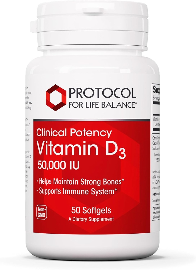PROTOKOLL FÜR LIFE BALANCE Vitamin D3 50000 IU - Immununterstützung Gesundheit Knochen und Zähne - 50 Softgels