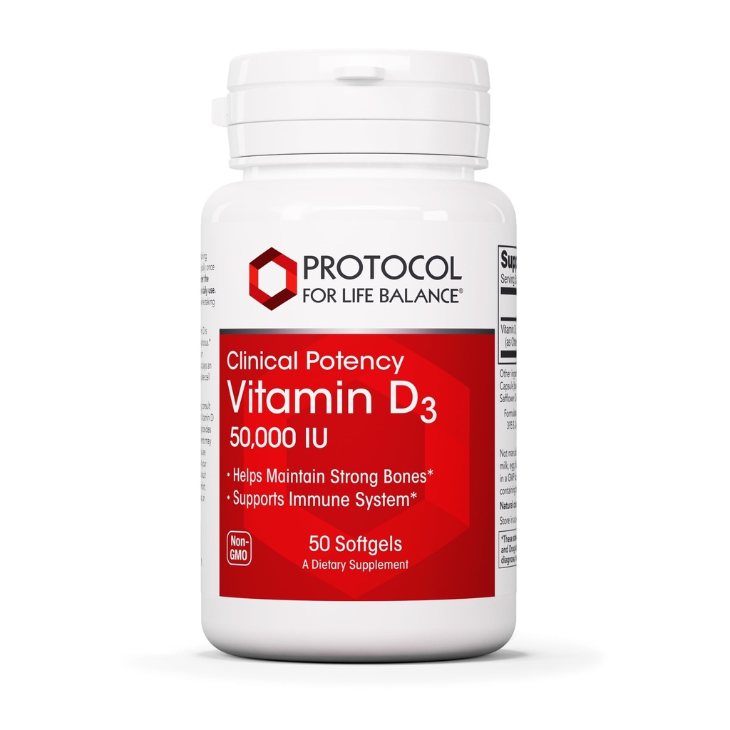 PROTOKOLL FÜR LIFE BALANCE Vitamin D3 50000 IU - Immununterstützung Gesundheit Knochen und Zähne - 50 Softgels