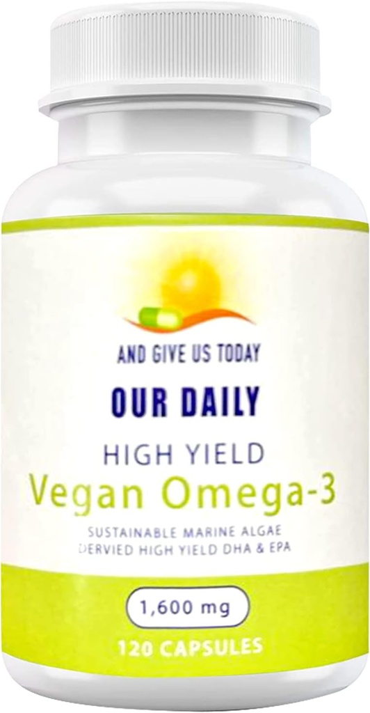 Notre supplément quotidien Vegan Omega-3 - Source d'algues marines pour les acides gras DHA et EPA - Huile de poisson végétale alternative - Carrageenan softgels libres pour la santé des yeux et le bien-être optimal