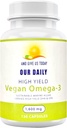 Notre supplément quotidien Vegan Omega-3 - Source d'algues marines pour les acides gras DHA et EPA - Huile de poisson végétale alternative - Carrageenan softgels libres pour la santé des yeux et le bien-être optimal