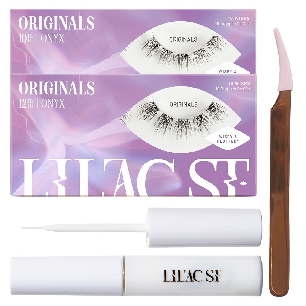 Lilac St - Originals Starter Kit - Includes Natural Faux Eyelash Cluster (10mm & 12mm), Klare Lash Glue, & Lash Applicator - Leicht &amp; Lifelike - Lasts 10 Days - Cruelty Free, Vegan - 20 Lashes