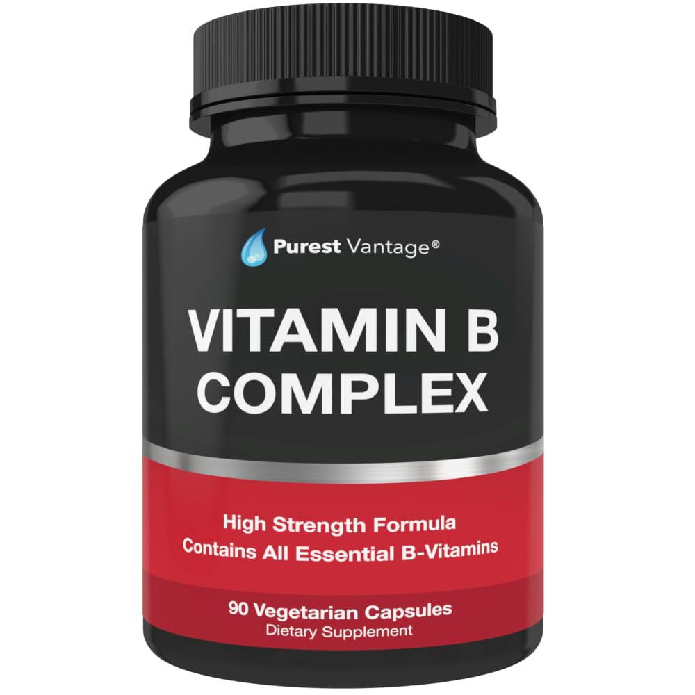 Vitamin B Complex Vitamine B12, B1, B2, B3, B5, B6, B7, B9, Folsäure - Super B Complex Vitamine für Frauen, Männer, Erwachsene - 90 Vegetarische Kapseln