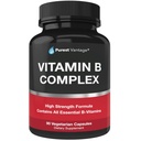 Vitamin B Complex Vitamine B12, B1, B2, B3, B5, B6, B7, B9, Folsäure - Super B Complex Vitamine für Frauen, Männer, Erwachsene - 90 Vegetarische Kapseln