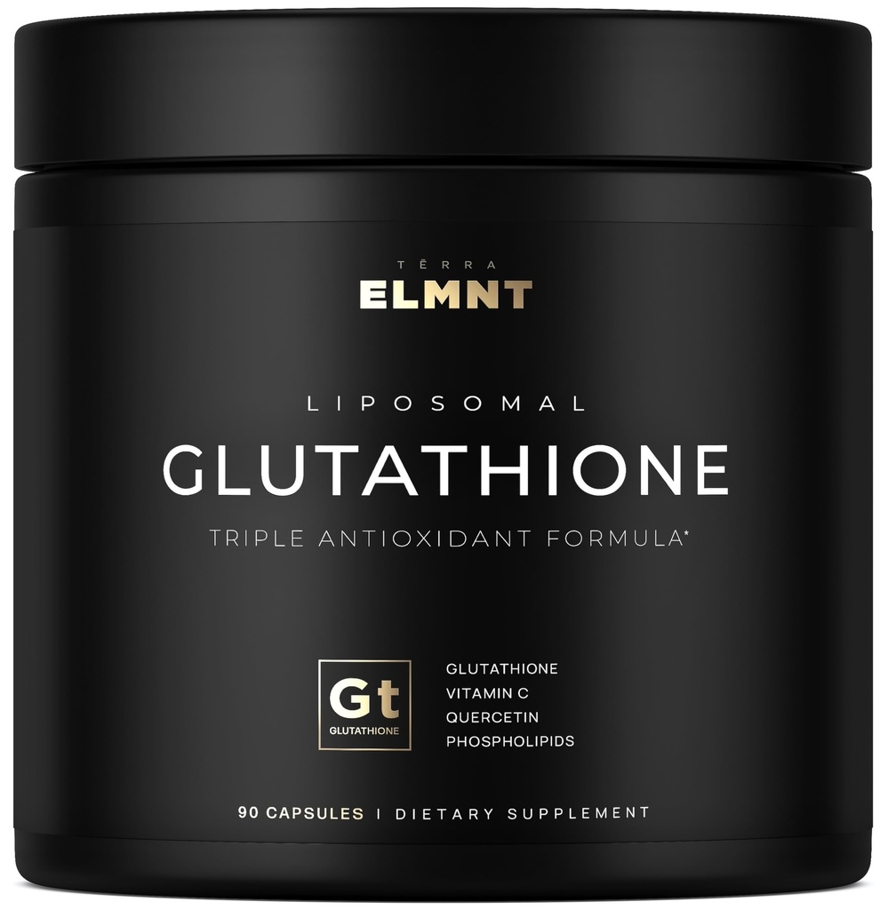 ELMNT 2150mg Super Liposomal Glutathion Supplement w. Vitamin C, Quercetin & Pure L Glutathione 2000mg Triple Action Formula Glutathione Liposomal Supplement w. Phospholipid Layer - 90 Pillen, Non-GMO