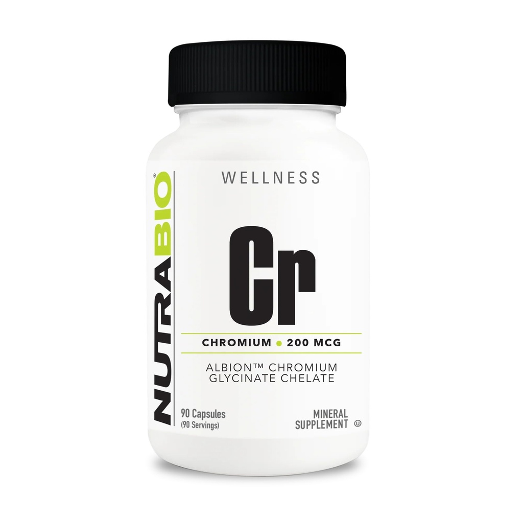 NutraBio Chelat Chromium GFT - 200 mcg - 90 Gemüsekapseln