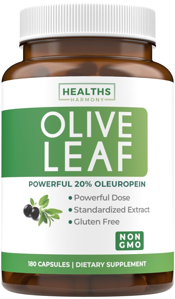Super Strength Olive Leaf Extract Kapseln - Vegan Non-GMO 750mg Olive Extract mit 20% Oleuropein Antioxidans Ergänzung für Immunität Haut und Herz-Gesundheit Unterstützung - Made in USA (6 Month Supply)