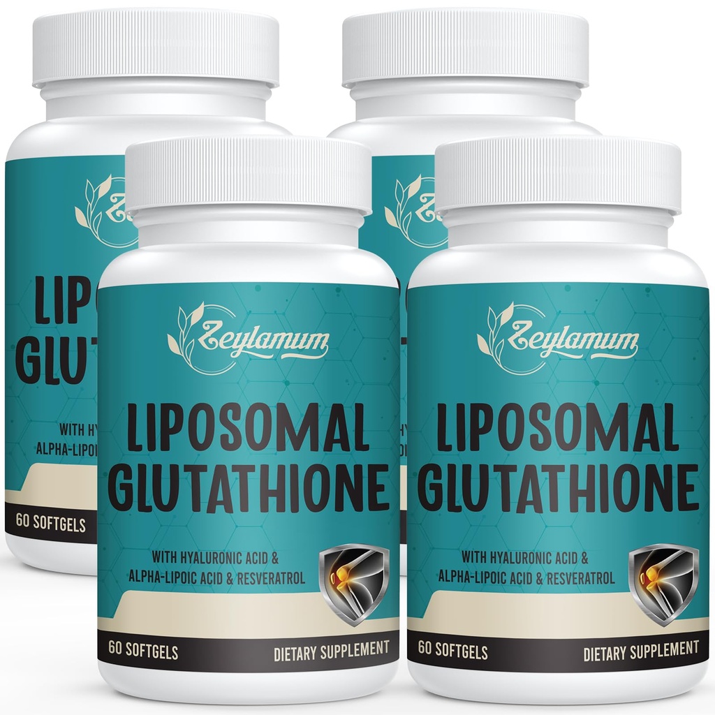 2400 MG Liposomale Glutathione Softgele, Max Absorption, Wirkstoff L-Glutathion reduziert (GSH), mit Hyaluronsäure, Resveratrol, Master Antioxidantien für Detox, Gehirn, Immunsystem, 240 Softgele