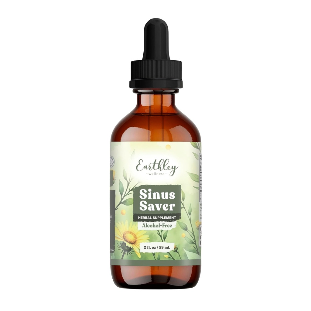 Earthley Wellness Sinus Saver, Natural Remedy, Free of Allergens, Parabens, and Preservatives, Helps Boost Vitamin C (2 oz, Alcohol Free)
