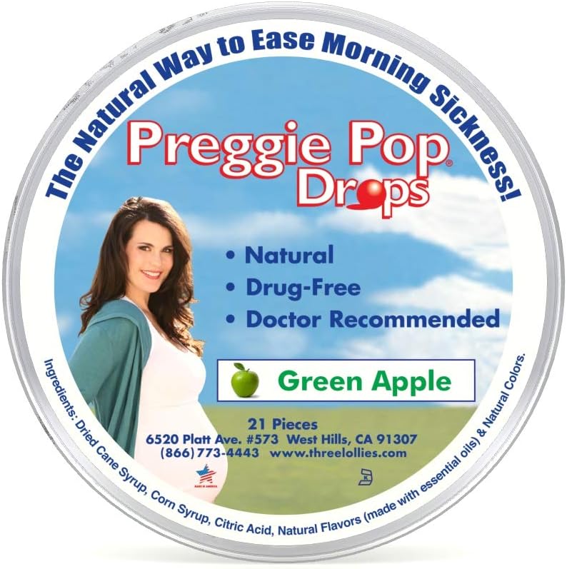 Drei Lollies Preggie Pop Drops, Natürlicher grüner Apfel, 21 Count
