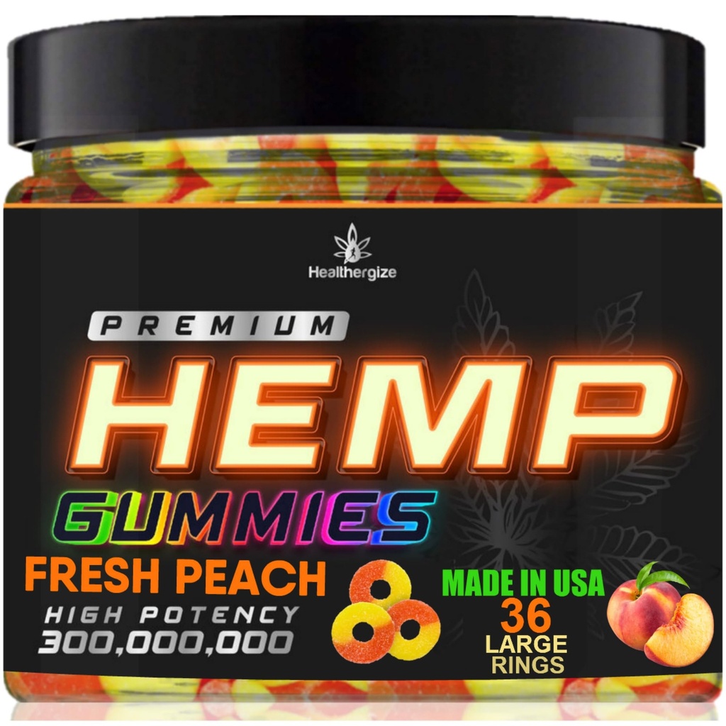 Hanfgummis Pfirsichring Gummy Bears-Natural Hanföl für Frieden und Entspannung-Promote Sleep and Calmness-Non Groggy Edibles-Natural Omega-Made in USA