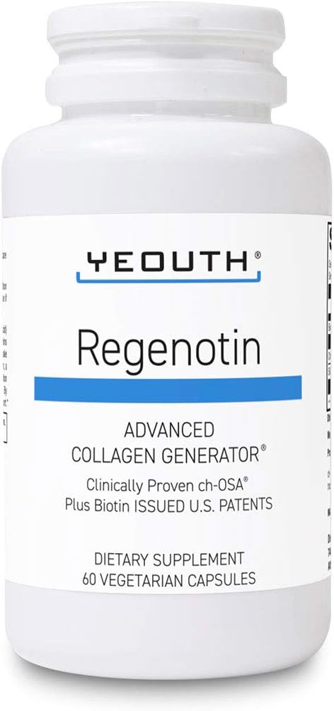 YEOUTH Regenotin Collagen Support pour la peau, les ongles, les cheveux et les articulations, compléments alimentaires végétariens pour les hommes et les femmes, 60 capsules