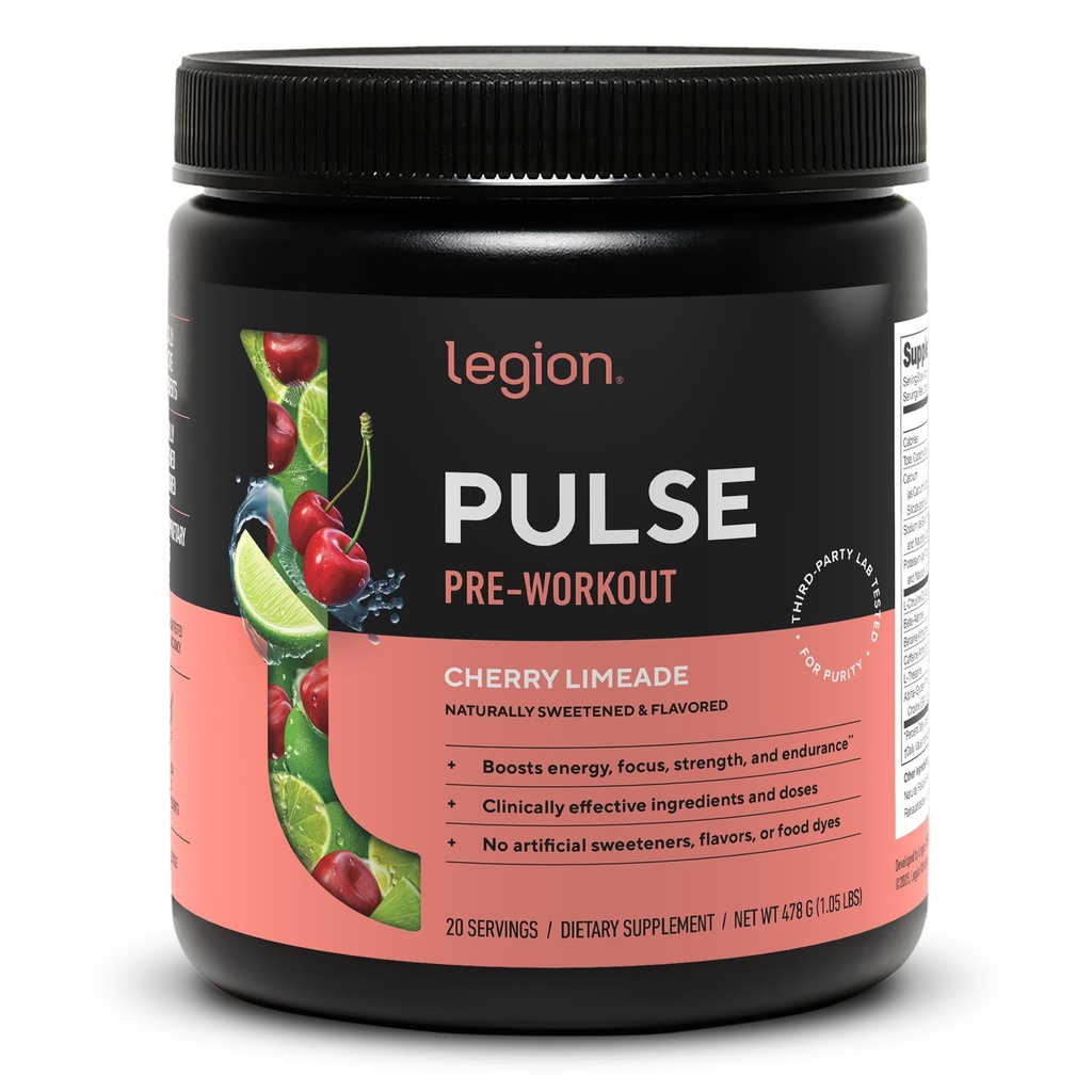 LÉGION- Tous les naturels oxyde nitrique boisson de pré-entraînement pour stimuler l'énergie, sans créatine, naturellement sucré, Beta Alanine, Citrulline, Alpha GPC (Cherry Limeade)