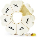 MOLN HYMY Große wöchentliche Pille Box 7 Tage, niedliche Pille Fall Organizer 1 Mal am Tag, Floral Pille Container einmal täglich, Ziemlich Medizin Spender für Vitamin/Fish Oil/Medication/Supplements (Milky White)