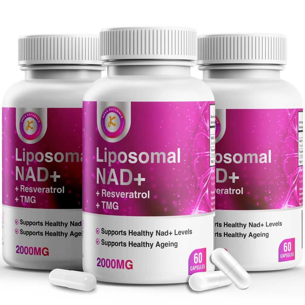Resvératrol NAD pur et TMG, 2000mg, 3 en 1 Formule avancée, Immuni et soutien énergétique, peau et santé globale, 60 Capsules