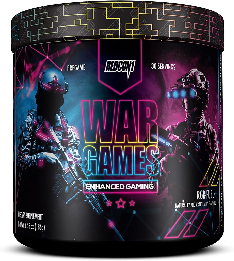REDCON1 War Games, RGB-Fuel - Keto Friendly Focus Formel - Fokussierung mit Nootropics + Green Tea Extract - Low Caffeine Yerba Mate mit TeaCrine & Dynamine (30 Portionen)