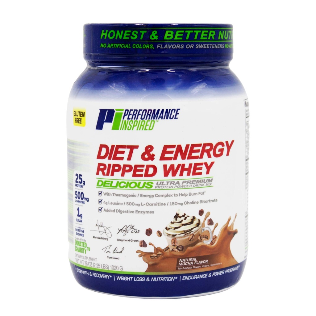 Performance Inspiré Nutrition Ripped Whey Protein – Protéine 25G – 4G Leucine – L-Carnitine – Extrait de thé vert – Mocha – 2,25 lbs