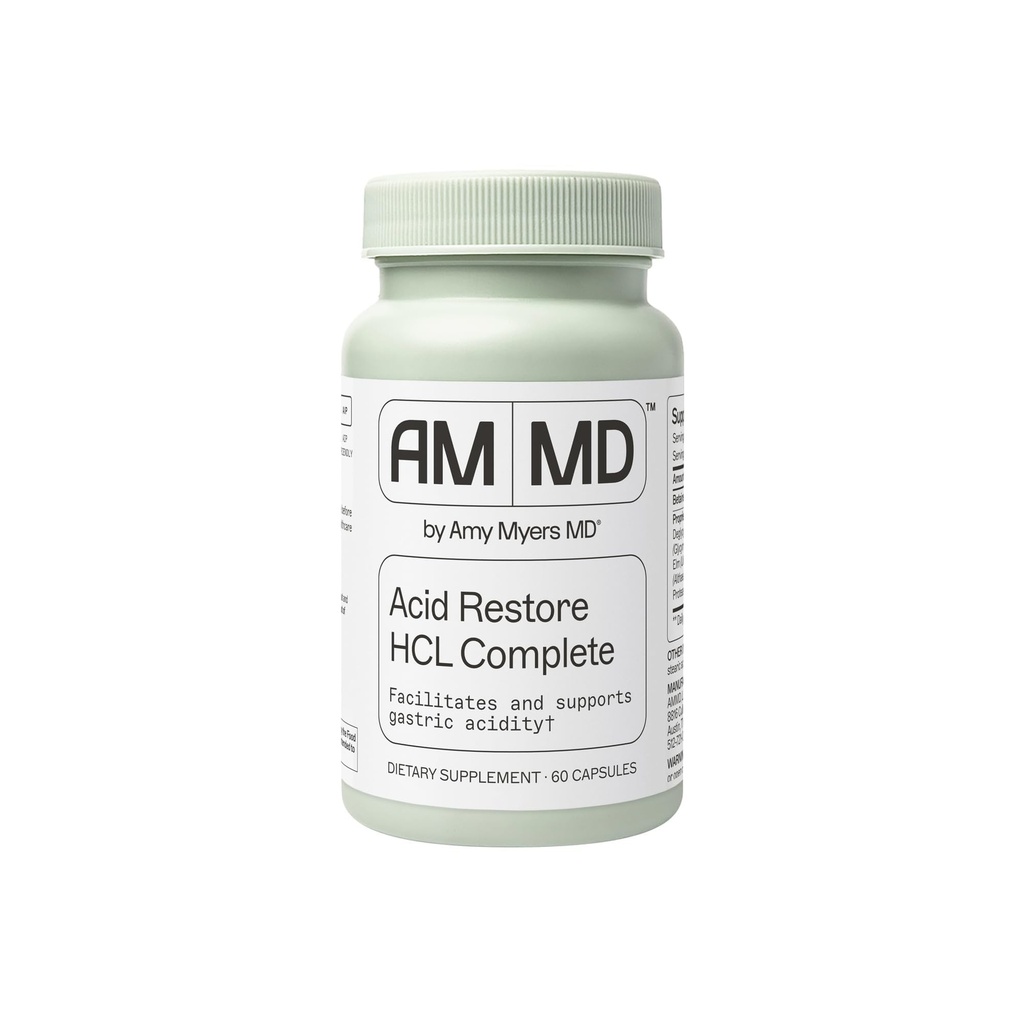 Amy Myers MD Säure-Restore mit Betaine & HCL - Ergänzung für Verdauungs- und Gutgesundheitsunterstützung - mit Slippery Elm Bark - Non-GMO, Gluten-Free & Non-Dairy - 60 Kapseln (60 Portionen)