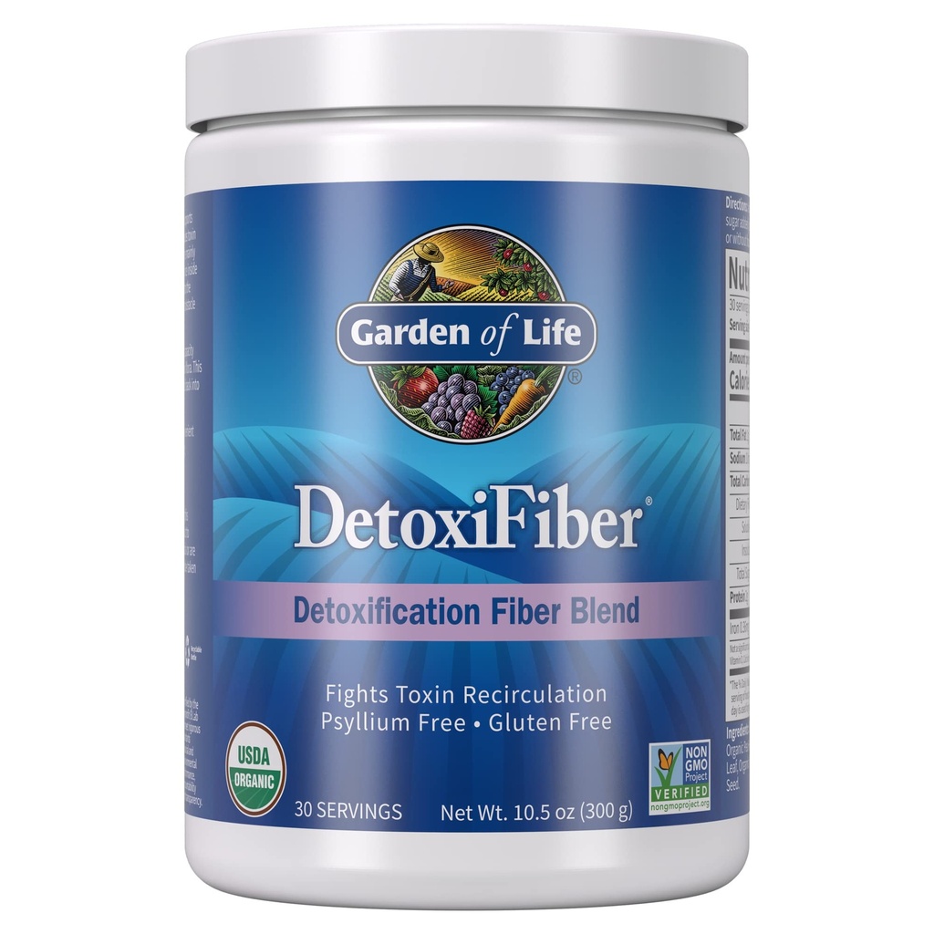 Garten des Lebens Bio Unflavored Fiber Powder Detox Blend mit Chia, Alfalfa & Gerste für Kräuterreinigung, Gut Health Support - Detoxifiber - Non-GMO, Gluten-Free, Psyllium Free, Vegan, 30 Servierungen