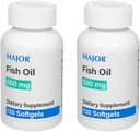 MAJOR Fischöl 500mg Softgels - Omega-3 Fish Oil Supplement - Nahrungsergänzung - 130 Count (2 Pack)