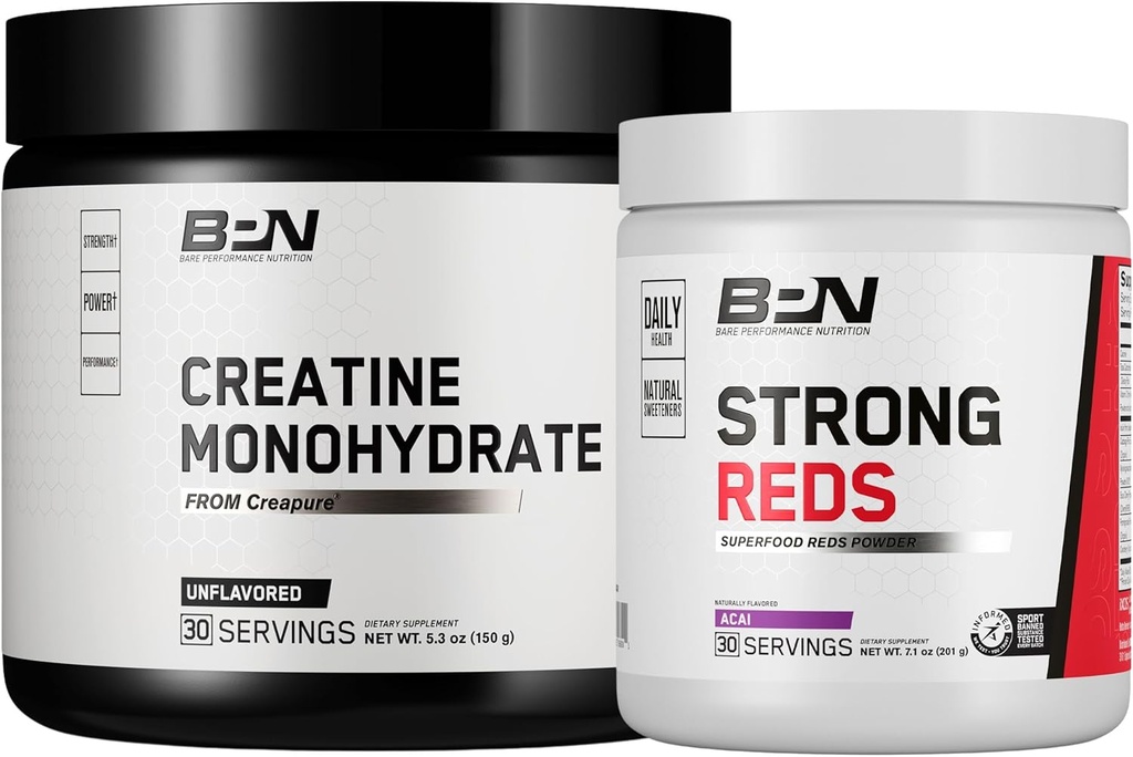 BARE PERFORMANCE NUTRITION BPN Créatine Monohydratée et Rouges forts Bundle