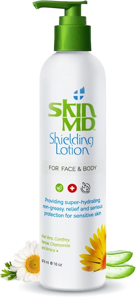 Haut MD Shielding Lotion - Hydrating Body Lotion für empfindliche Haut | Nicht fettig, schnell-absorbierend Feuchtigkeitscreme mit pflanzlichen Inhaltsstoffen | für trockene Haut, Eczema & Psoriasis Relief - 16oz Dispenser