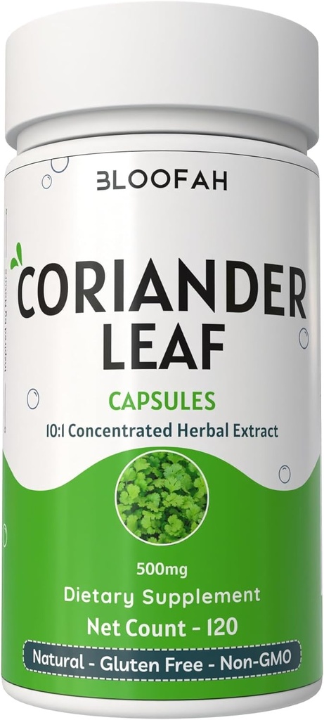 Koriander Blatt Kapseln 500mg | Konzentriert 10:1 Extrakt Coriandrum sativum | Non-GMO, Glutenfrei | Keine künstlichen Zusatzstoffe | GMP-zertifiziert | Kräuterergänzung (120 Graf (Pack von 1))