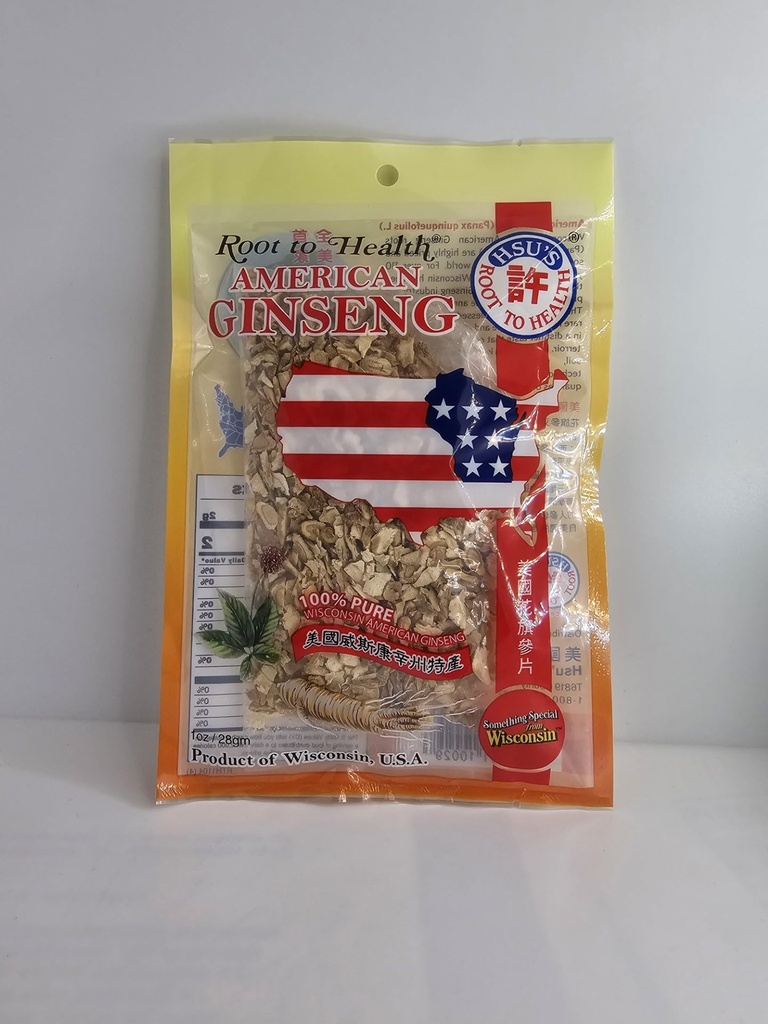 Hsu's Root to Health American Ginseng Slices, 1 Unze, Kultiviert in Marathon County, Wisconsin USA