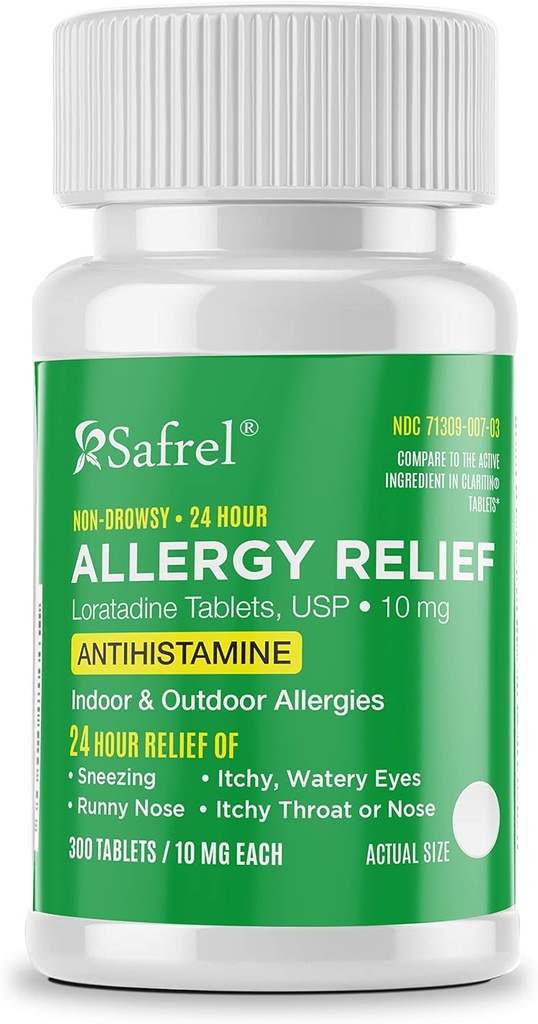 Eichhörnchen Allergy 10mg Tabletten | Non-Drowsy 24 Hour Allergy Relief Medizin | Antihistamine Unterstützung für Runny Nose, Niesen, Itchy, Watery Eyes (300 Count (Pack von 1))
