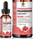 Calm Magnésium Liquid Drop avec Magnésium Glycinate, Citrate, Oxyde et Taurate pour les os, le cœur, le muscle, Immune, l'énergie, le sommeil et la digestion, haute absorption, sans sucre, framboise, 2 Fl Oz