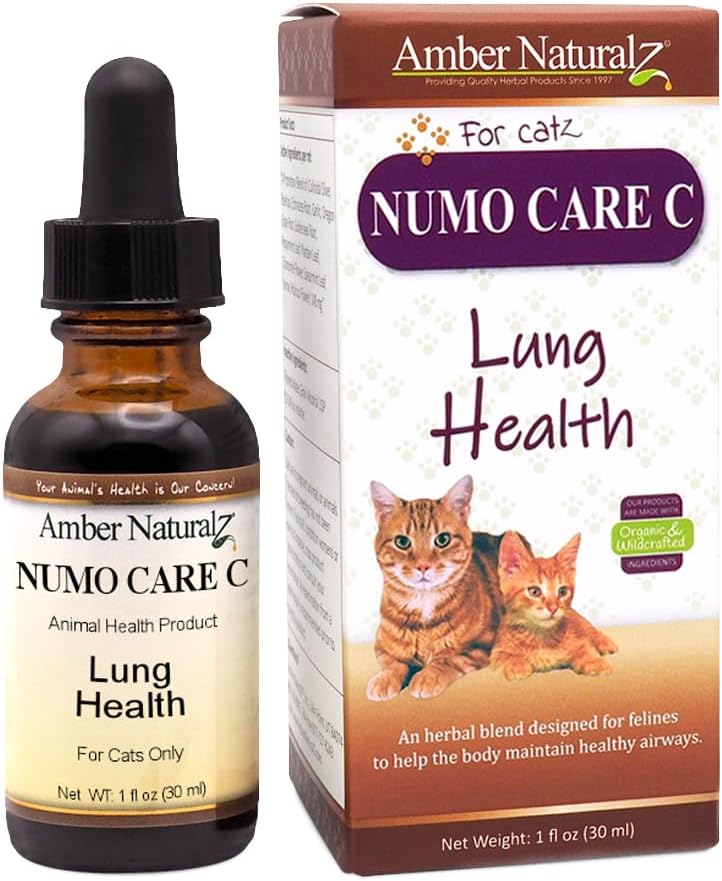 Amber NaturalZ Numo Care C Soutien respiratoire pour les chats Formule à base de plantes pour aider à maintenir la fonction pulmonaire normale, Clear Airways et la santé immunitaire