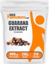 BulkSupplements.com Guarana Extract Powder - Natürliche Koffein-Ergänzung, von Guarana Seed, Guarana Powder - Glutenfrei, 800mg pro Servierung, 250g (8.8 oz) (Pack von 1)
